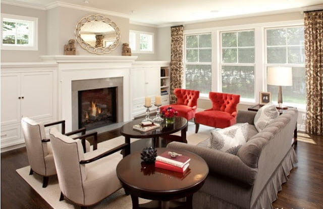 red sopa living room decorating ideas