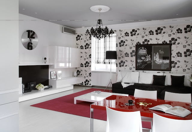 red black and white living room decorating ideas