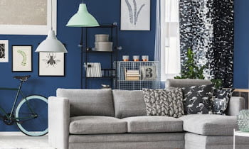 Blue and Grey Color Scheme Living Room