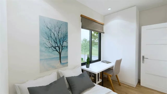 Small Two Floor House Plan 4.7 x 9 Meters 2 Bedrooms 2 Bathrooms