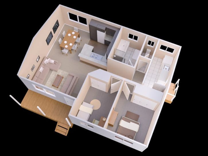 simple 6x9 2 bedroom house design