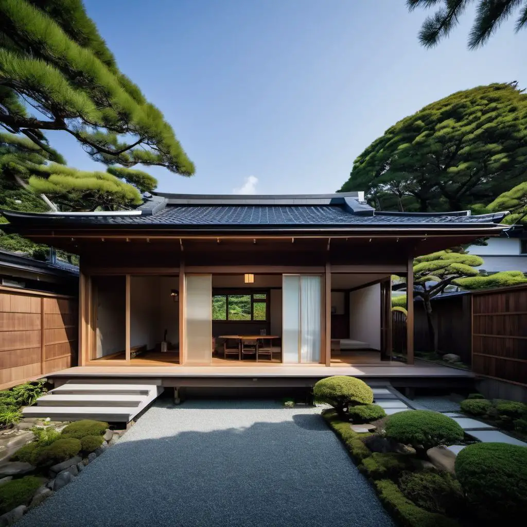 contemporary sloped roof japanese style house