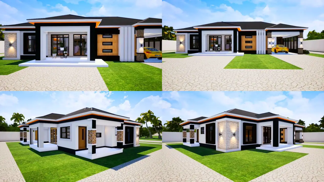 3 bedroom one story house plans 18m x 15m