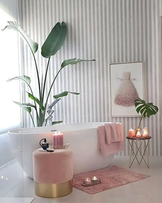 bathroom decorated plants